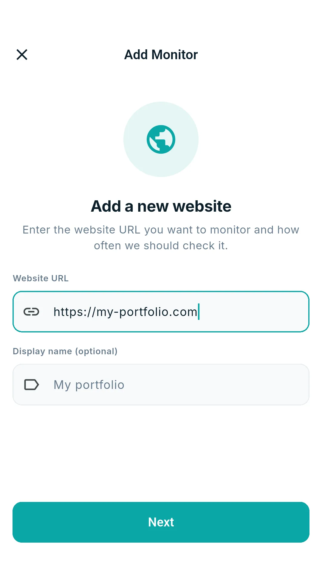 Adding a new website to monitor